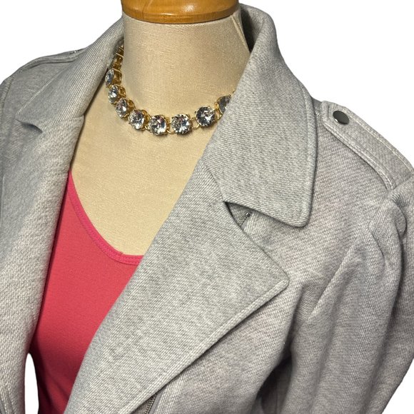 NEW LC LAUREN CONRAD NWT Knit Moto Jacket Grey Size Large VERY Cute - Picture 4 of 13